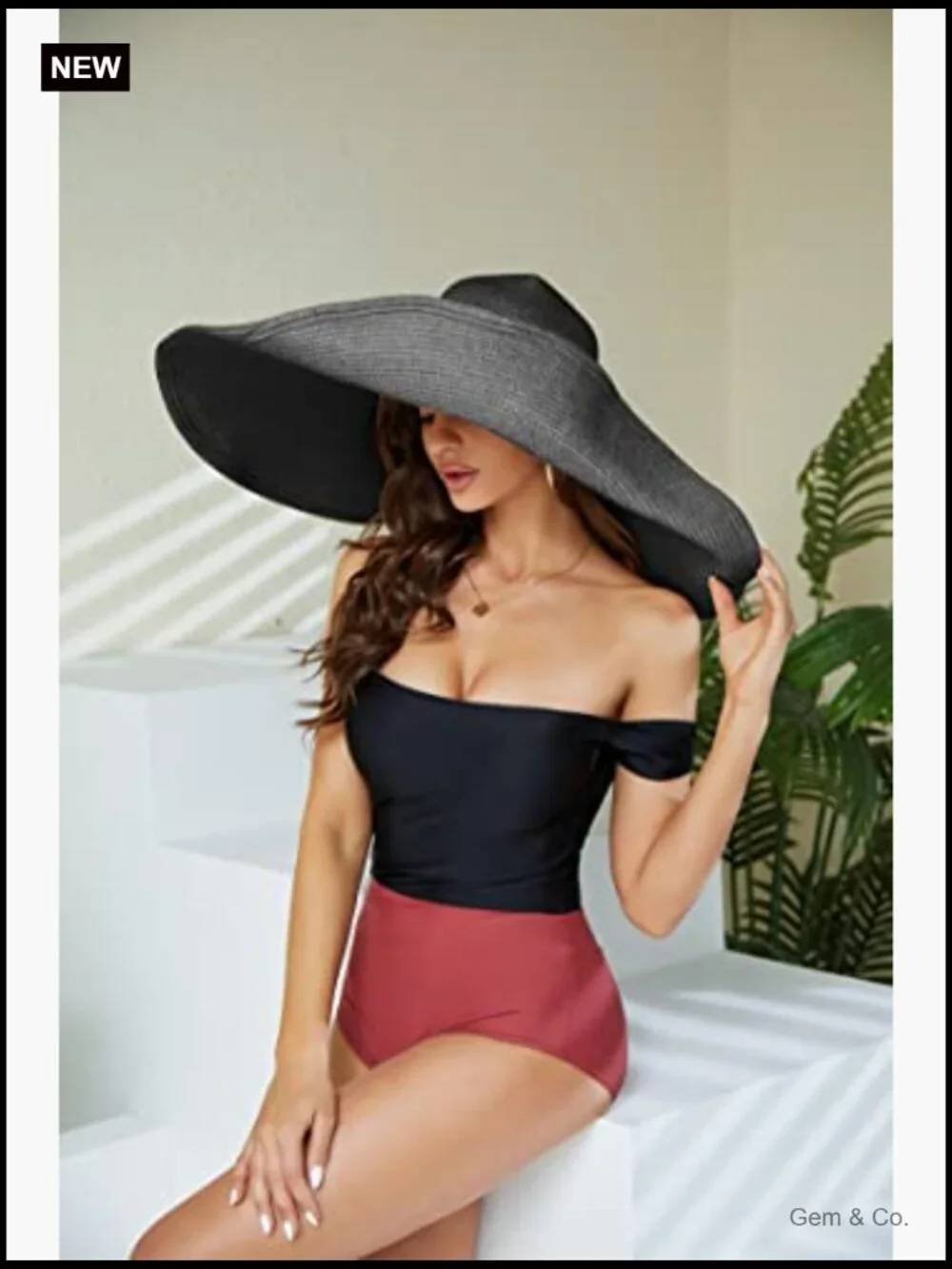 Oversized Wide Brim Sun Visor Hat Straw Floppy Beach Hat
